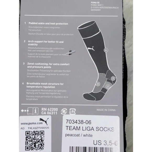 Puma Team Liga Blue Knee High Socks Size 2 US 3.5-6 - Picture 5 of 6
